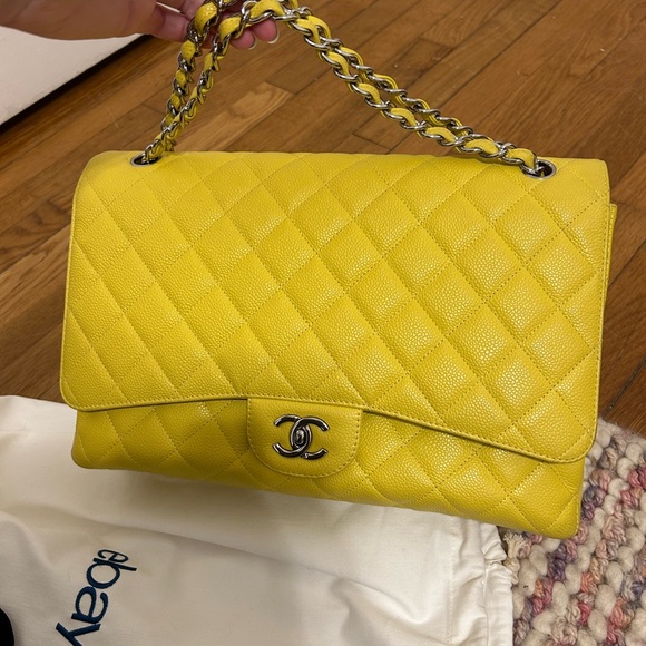Chanel Jumbo flap caviar yellow silver hardware - Picture 5 of 10